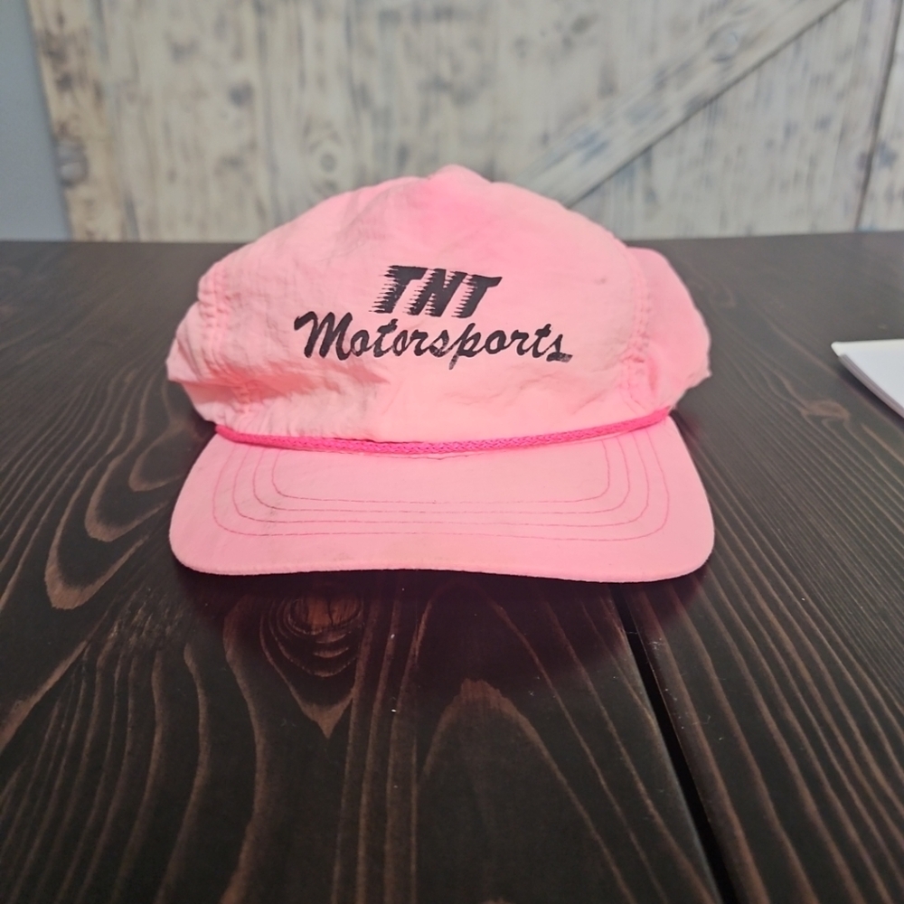 Retro neon pink TNT ball cap with Rope detail